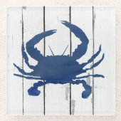 Blue Crab Shiplap Rustic Beach Decke Glass Unterse Glasuntersetzer (Vorderseite)