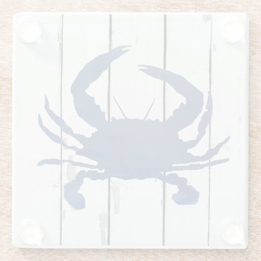 Blue Crab Shiplap Rustic Beach Decke Glass Unterse Glasuntersetzer (Rückseite)