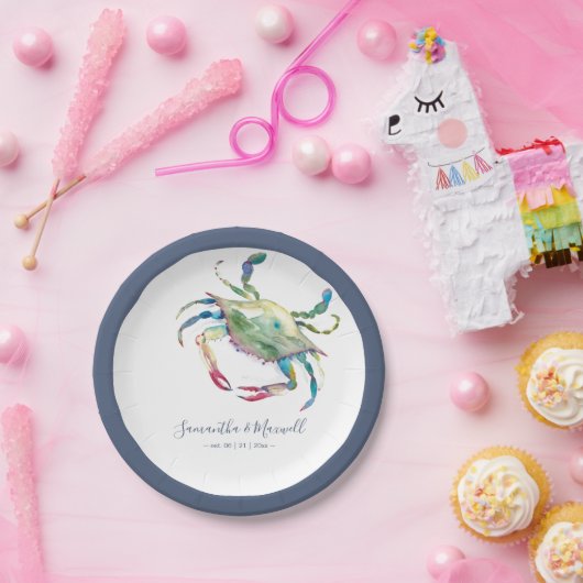 Blue Crab Small Beach Hochzeit Pappteller (Party)