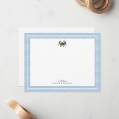 Blue Crab Watercolor Custom Stationery Mitteilungskarte (Vorderseite/Rückseite Beispiel)