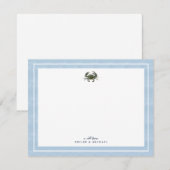 Blue Crab Watercolor Custom Stationery Mitteilungskarte (Vorne/Hinten)