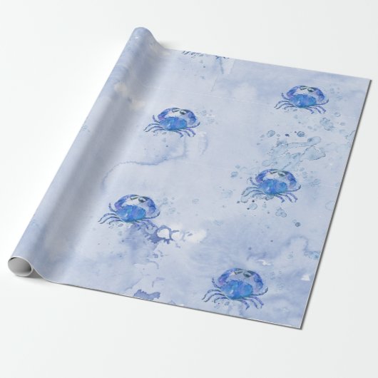 Blue Crab Watercolor Geschenkpapier (Ungerollt)