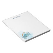 Blue Crab Watercolor Ocean Personalisiert Notizblock (angewinkelt)