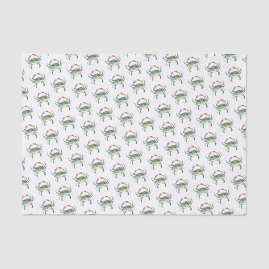 Blue Crab Watercolor Pattern Beach Seidenpapier (Vorderseite)