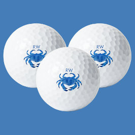 Blue Crab Watercolor Personalisiert Golfball