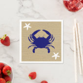 Blue Crab & White Starfish Nautical Beach "Burlap" Serviette (Beispiel)