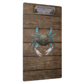 Blue Crab Wood Grain Clipboard Klemmbrett (Rechts)