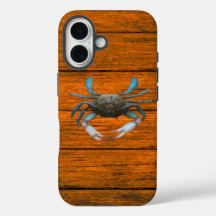 Blue Crab Wood Grain iPhone 16 Fall