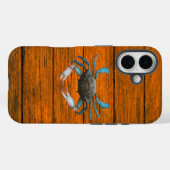 Blue Crab Wood Grain iPhone 16 Fall Case-Mate iPhone Hülle (Rückseite (Horizontal))