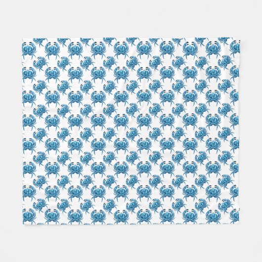 Blue Crabs Classic Seaside Pattern Fleecedecke (Vorderseite (Horizontal))