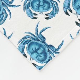 Blue Crabs Classic Seaside Pattern Fleecedecke