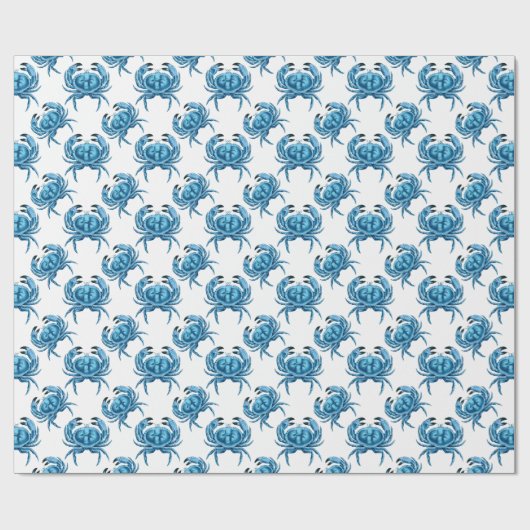 Blue Crabs Classic Seaside Pattern Geschenkpapier (Flach)