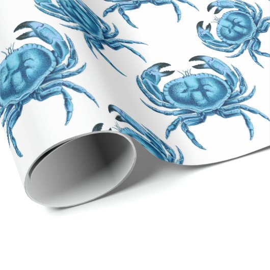 Blue Crabs Classic Seaside Pattern Geschenkpapier (Rolleneckpunkt)