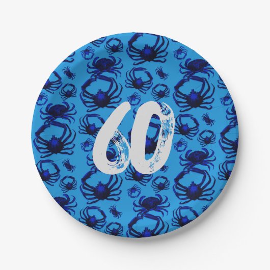 Blue Crabs Pattern Pappteller (Vorderseite)
