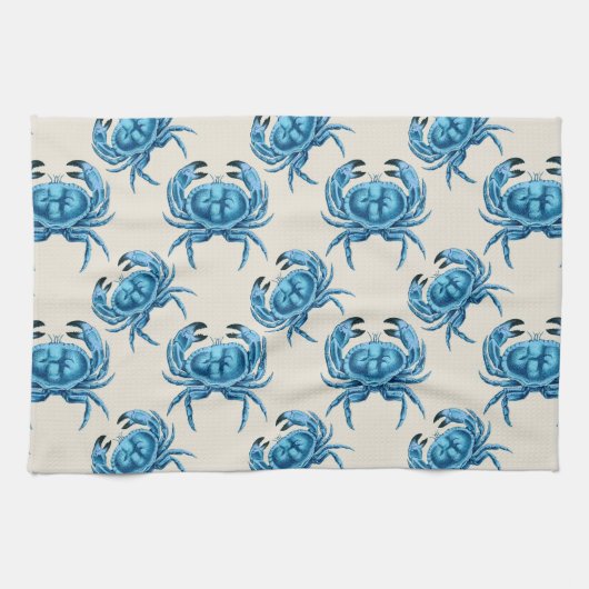 Blue Crabs Seaside Pattern Handtuch (Horizontal)