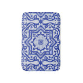 Blue Cracked Keramik Style Azulejo Vintag Badematte (Vorderseite Vertikal)