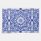 Blue Cracked Keramik Style Azulejo Vintag Geschirrtuch (Horizontal)