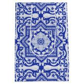 Blue Cracked Keramik Style Azulejo Vintag Mittlere Geschenktüte (Rückseite)