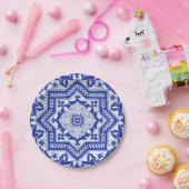 Blue Cracked Keramik Style Azulejo Vintag Pappteller (Party)