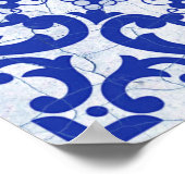 Blue Cracked Keramik Style Azulejo Vintag Poster (Ecke)