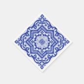 Blue Cracked Keramik Style Azulejo Vintag Serviette (Ecke)