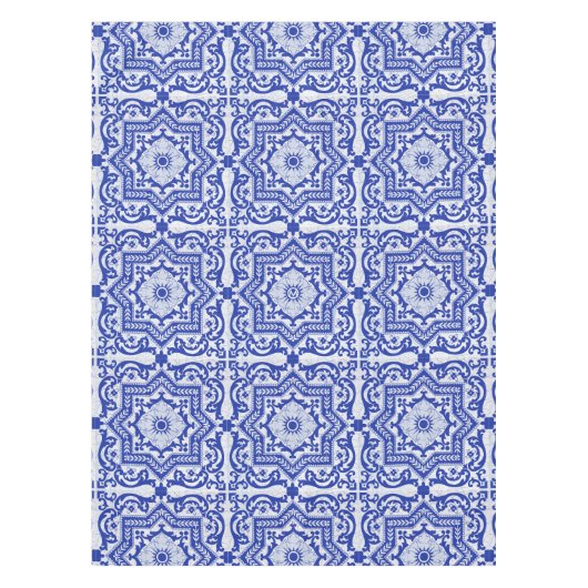 Blue Cracked Keramik Style Azulejo Vintag Tischdecke (Vorderseite)