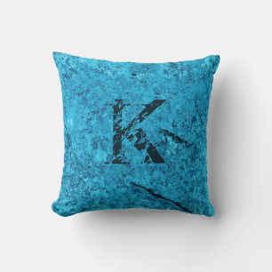 Blue Cracked Natural Rock Textur Custom Monogram Kissen