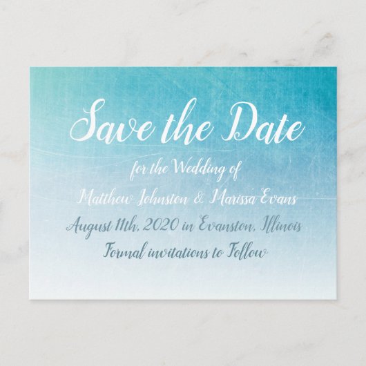 Blue Crackle Personalisiert Save the Date Postkart Postkarte (Vorderseite)