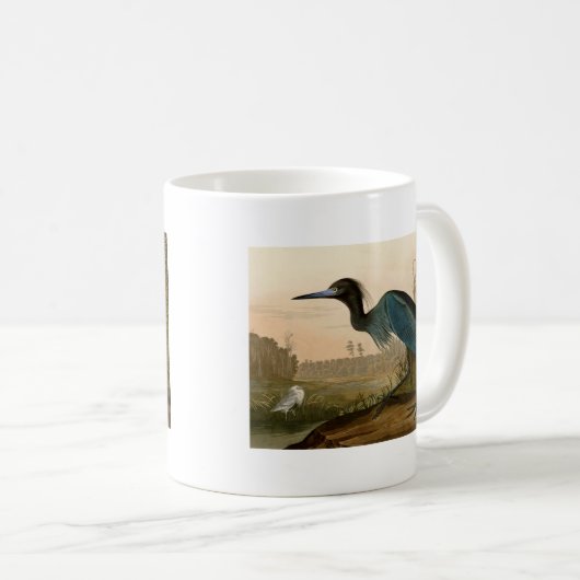 Blue Crane Heron Audubon Malerei Kaffeetasse (VorderseiteRechts)
