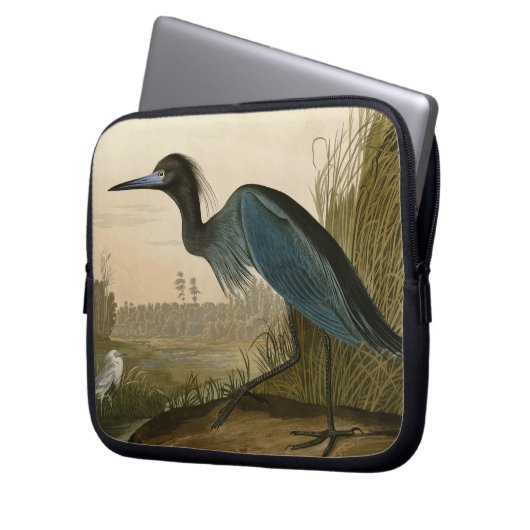 Blue Crane Heron Audubon Malerei Laptopschutzhülle (Vorderseite Links)