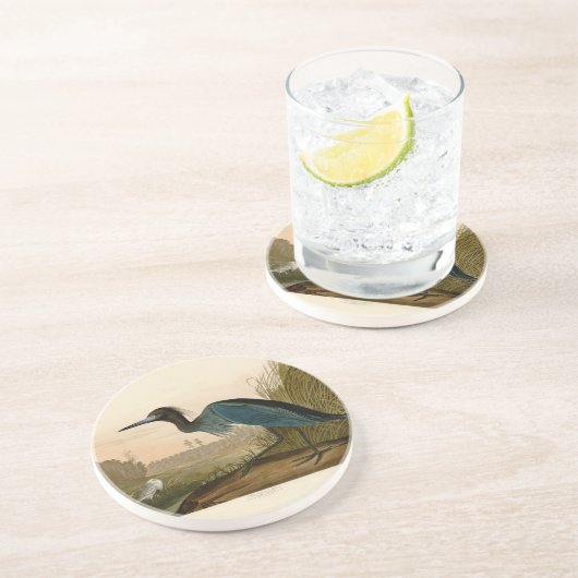 Blue Crane Heron Audubon Malerei Untersetzer (Seite)