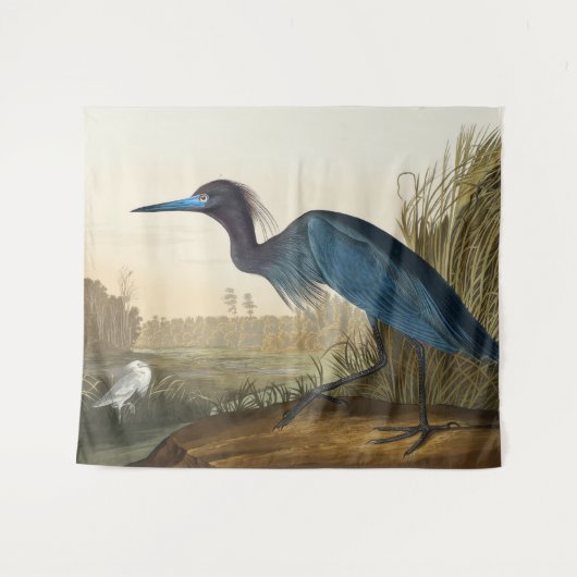 Blue Crane oder Heron, 1836, The Birds of America Wandteppich (Vorderseite (Horizontal))