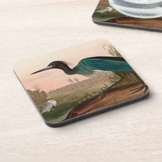 Blue Crane oder Heron Birds of America Audubon Pri Getränkeuntersetzer (Linke Seite)