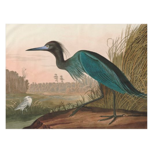 Blue Crane oder Heron Birds of America Audubon Pri Tischdecke (Vorderseite (Horizontal))