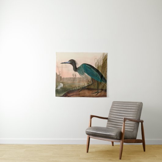 Blue Crane oder Heron Birds of America Audubon Pri Wandteppich (Beispiel (Horizontal))