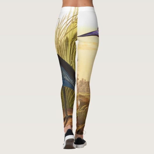 Blue Crane oder Heron von John James Audubon Leggings (Rückseite)
