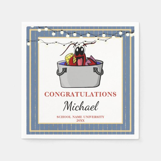 Blue Crawfish Boil GRILLEN Graduation Party Serviette (Vorderseite)