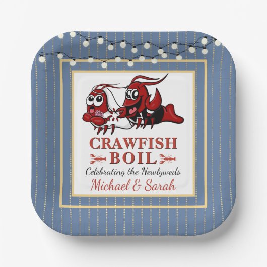 Blue Crawfish Boil Neu oder Engagement Party Pappteller (Vorderseite)