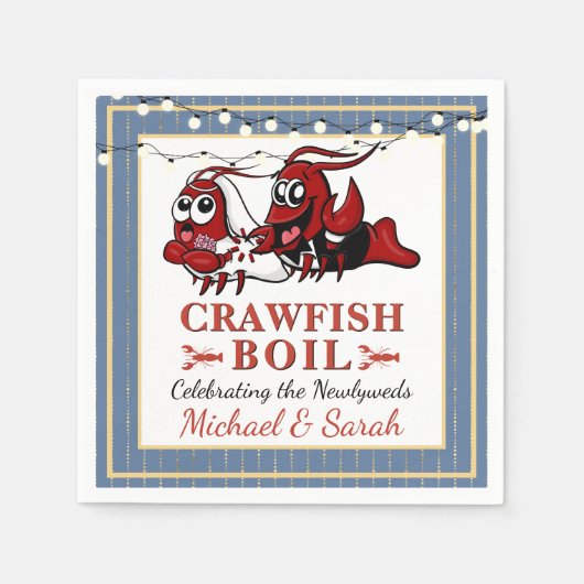 Blue Crawfish Boil Neu oder Engagement Party Serviette (Vorderseite)