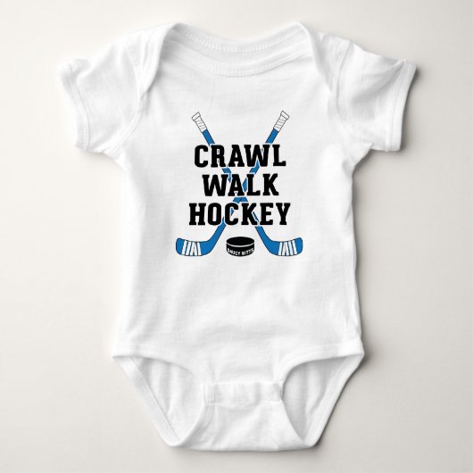 Blue Crawl Walk Hockey Sticks und Puck Niedlicher  Baby Strampler (Vorderseite)
