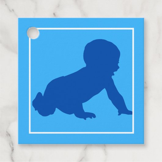 Blue Crawling Baby Dusche Geschenkanhänger (Vorderseite)