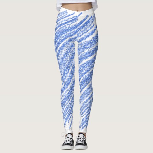 Blue Crayon Style Artwork Leggings (Vorderseite)