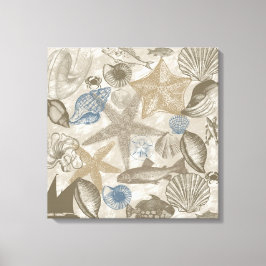 Blue Cream Beach Muscheln Ocean Fish Leinwanddruck