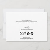 Blue cream black Company Logo Social Thank You  Dankeskarte (Rückseite)