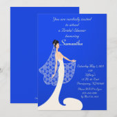 Blue & Cream Bride Bridal Dusche Einladung (Vorne/Hinten)