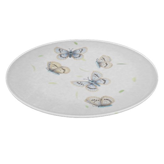 Blue & Cream Butterfly im Dreamy Flight Cutting Schneidebrett (Ecke)