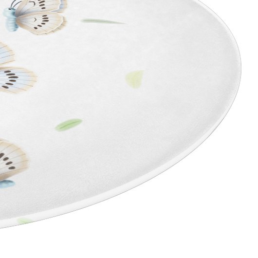 Blue & Cream Butterfly im Dreamy Flight Cutting Schneidebrett (Ecke)