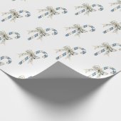 Blue Cream Candy Canes Bows Christmas Geschenkpapier (Ecke)