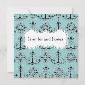 Blue Cream Chandelier Save the Date (Vorderseite)