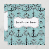 Blue Cream Chandelier Save the Date (Vorne/Hinten)